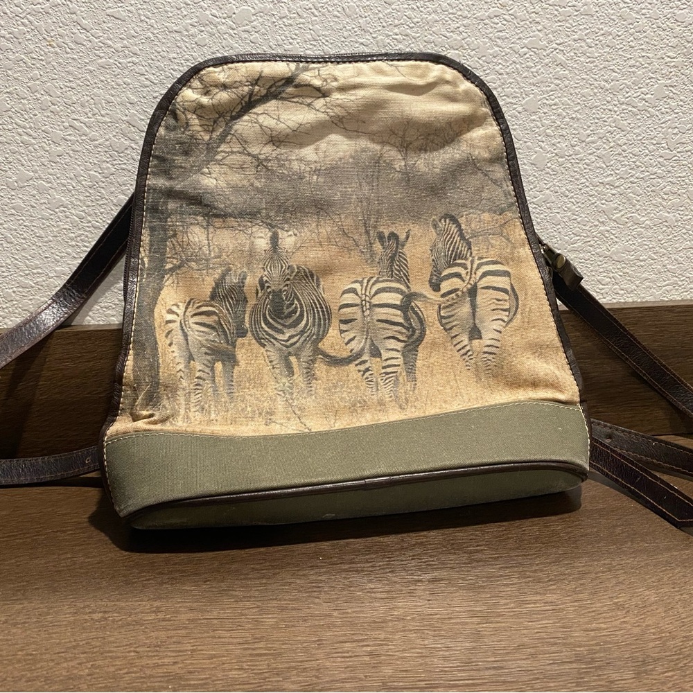 Zebra Print Canvas Backpack